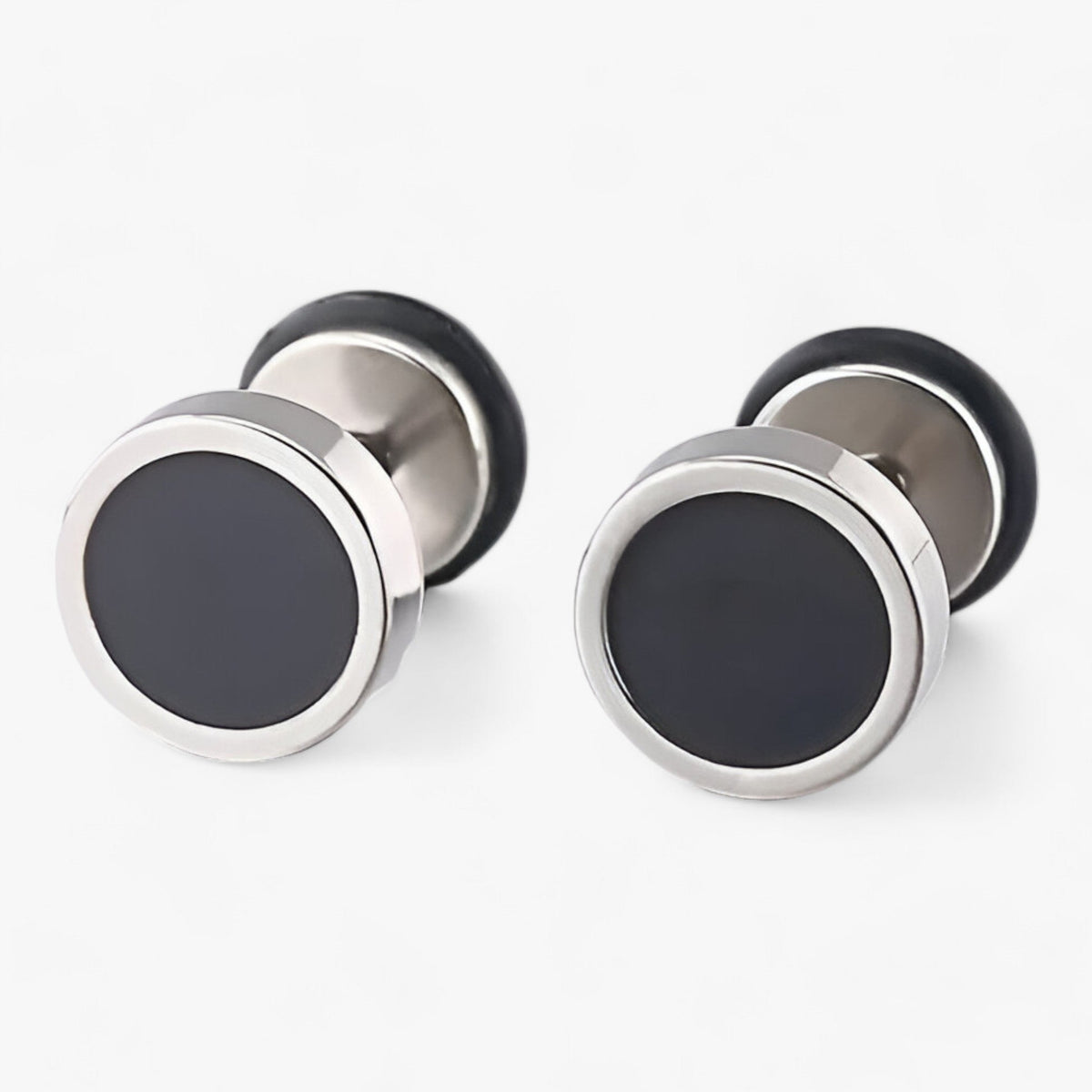 Round Titanium Steel Earrings with Vintage Finish