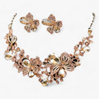 Enamel Flower Necklace and Earring Set, 42cm