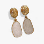 Ovale oorhangers met wit email