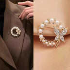 Vlinderbroche met parels en strass