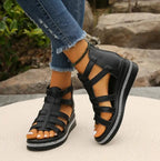 Platform Wedge Sandals with Rounded Toe