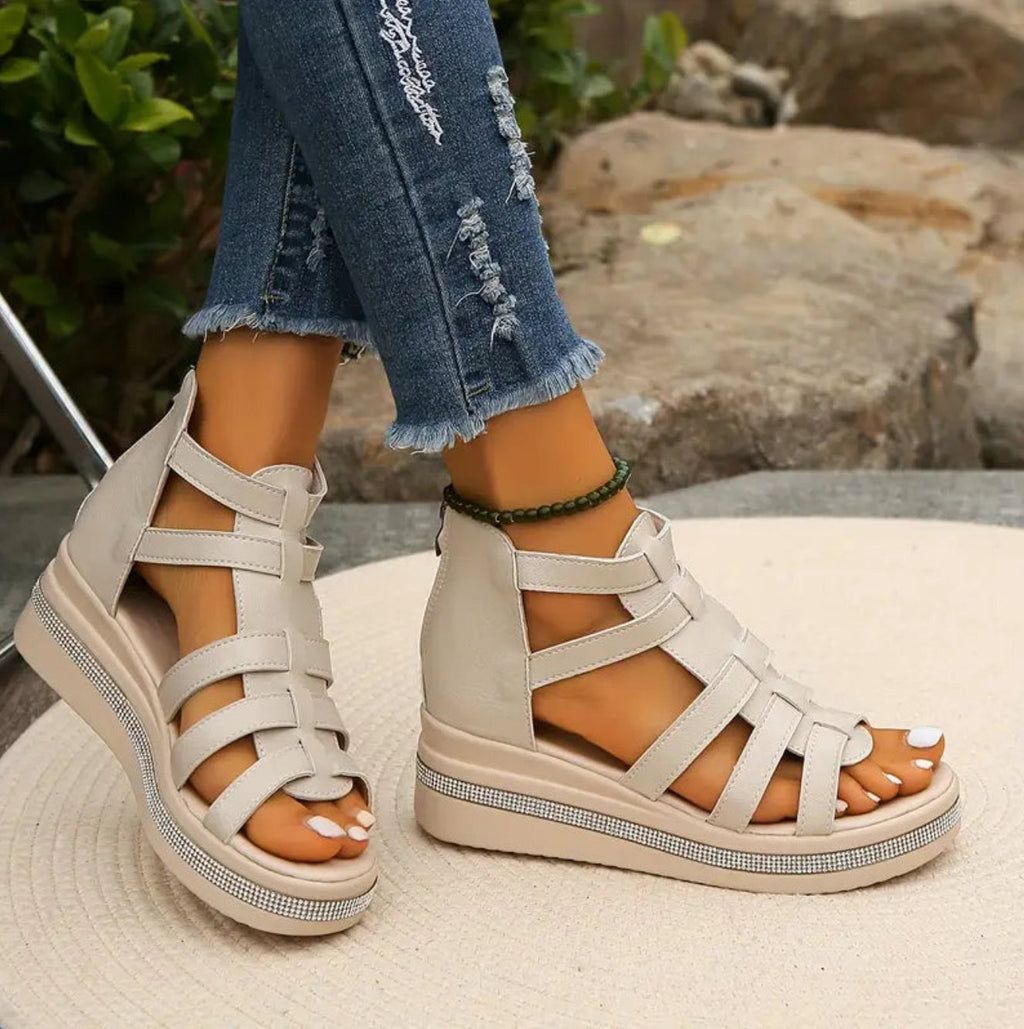Platform Wedge Sandals with Rounded Toe