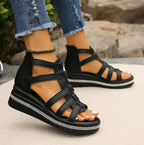 Platform Wedge Sandals with Rounded Toe