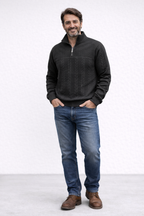Striped Henley Jumper with Button Placket and Long Sleeves