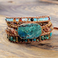 Blue Chrysocolla and African Turquoise Wrap Bracelet