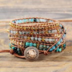 Blue Chrysocolla and African Turquoise Wrap Bracelet