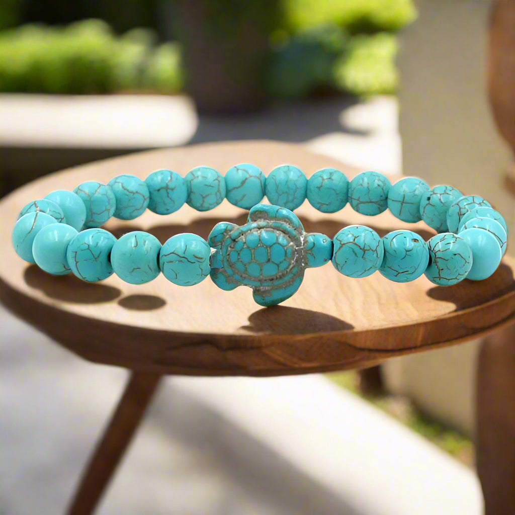 Stone Bead Turtle Bracelet in Many Colours