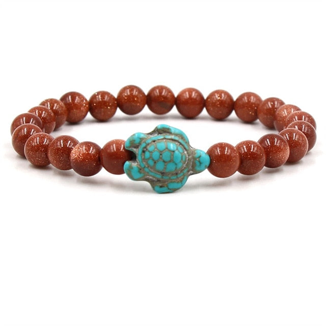 Stone Bead Turtle Bracelet in Many Colours