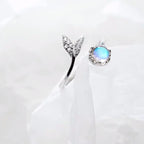 Adjustable Dolphin Tail Ring with Blue Zirconia