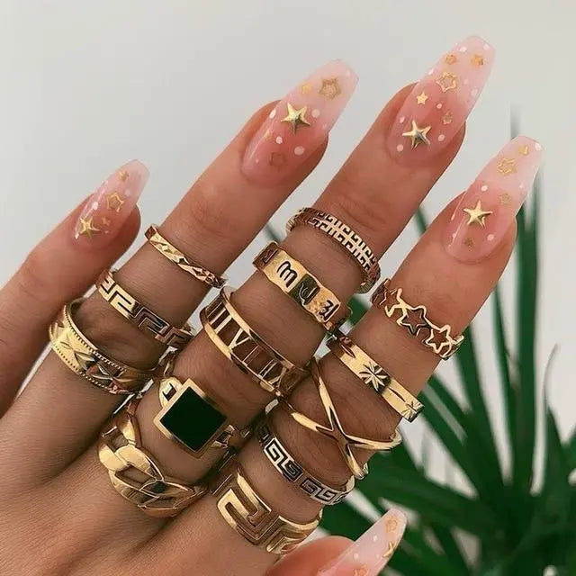 Adjustable Boho Ring Pack of 8 to 12 Stacking Rings