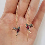 Brincos Colibri em Esmalte e Zircónias em Tom Dourado