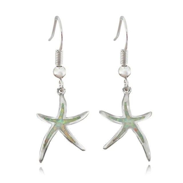 Opal-Look Starfish Drop Earrings