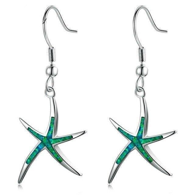 Opal-Look Starfish Drop Earrings