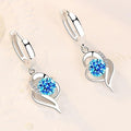 925 Sterling Silver Zirconia Inlaid Floral Earrings
