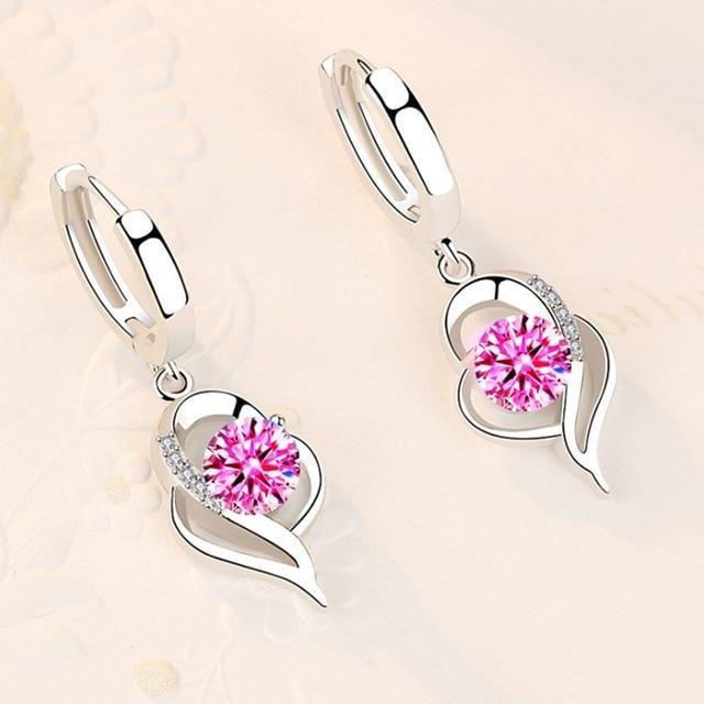 925 Sterling Silver Zirconia Inlaid Floral Earrings