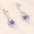 925 Sterling Silver Zirconia Inlaid Floral Earrings