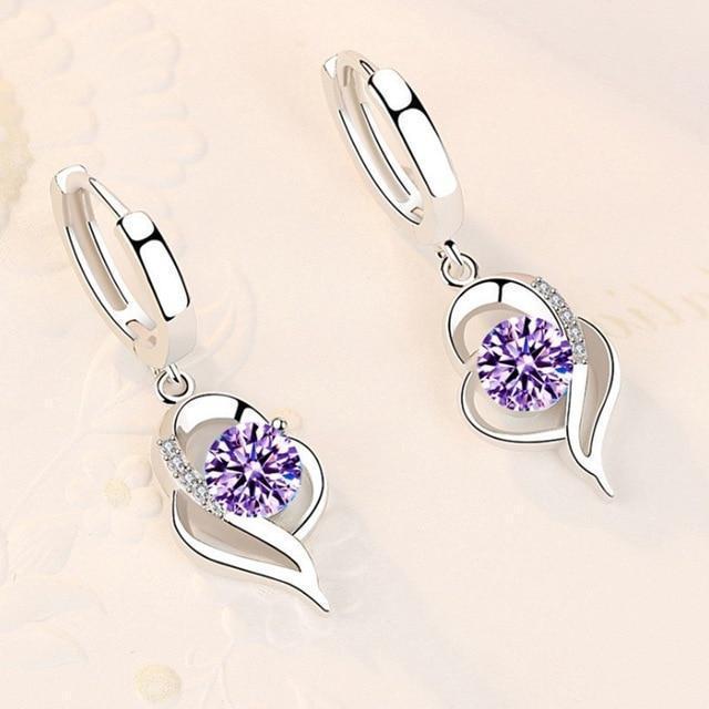 925 Sterling Silver Zirconia Inlaid Floral Earrings