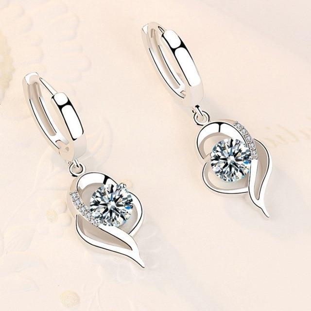 925 Sterling Silver Zirconia Inlaid Floral Earrings