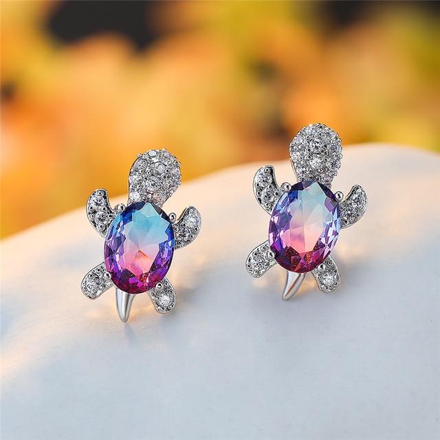 Sea Turtle Earrings with Zirconia