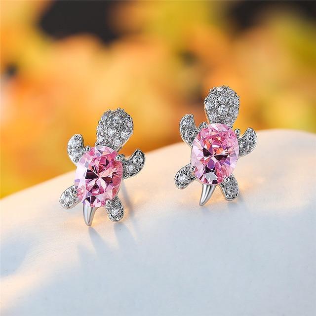 Sea Turtle Earrings with Zirconia
