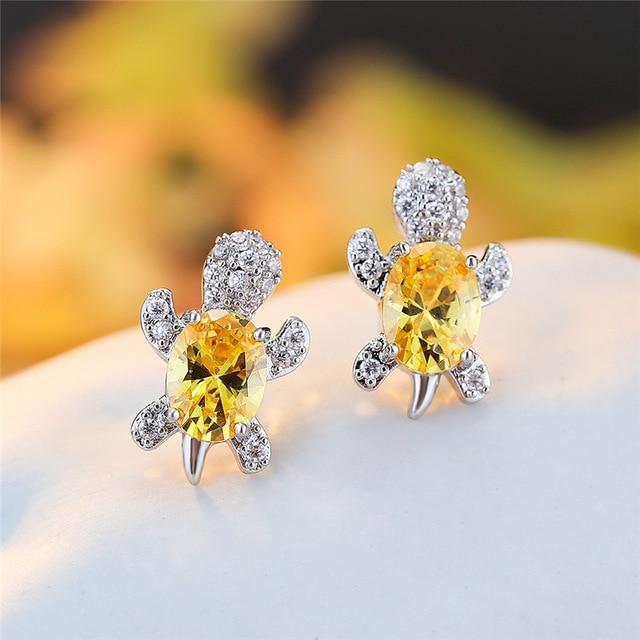 Sea Turtle Earrings with Zirconia