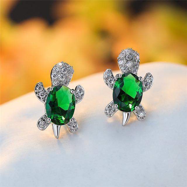Sea Turtle Earrings with Zirconia