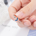 Whale Tail Ring in Silver Tone and Zirconia
