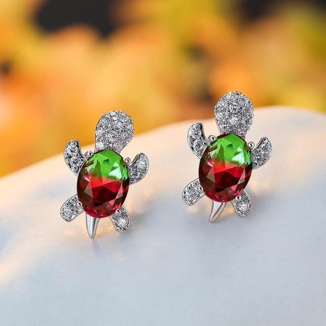 Sea Turtle Earrings with Zirconia