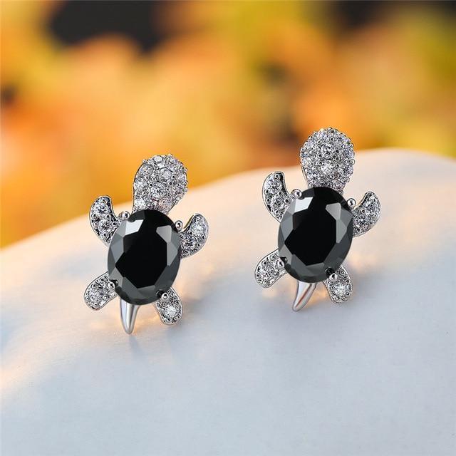 Sea Turtle Earrings with Zirconia