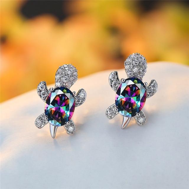 Sea Turtle Earrings with Zirconia