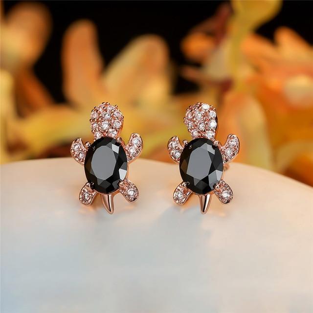 Sea Turtle Earrings with Zirconia
