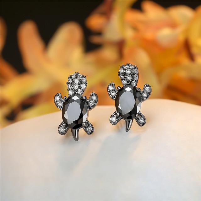 Sea Turtle Earrings with Zirconia