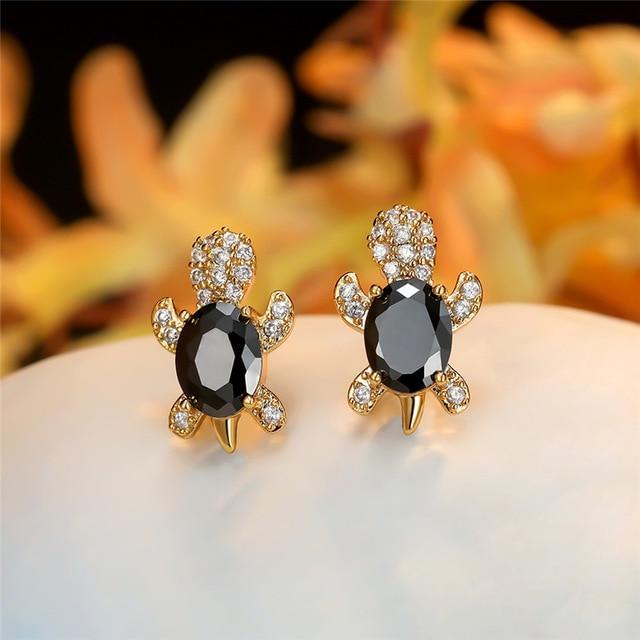 Sea Turtle Earrings with Zirconia