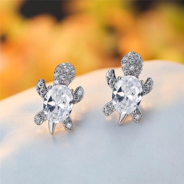 Sea Turtle Earrings with Zirconia