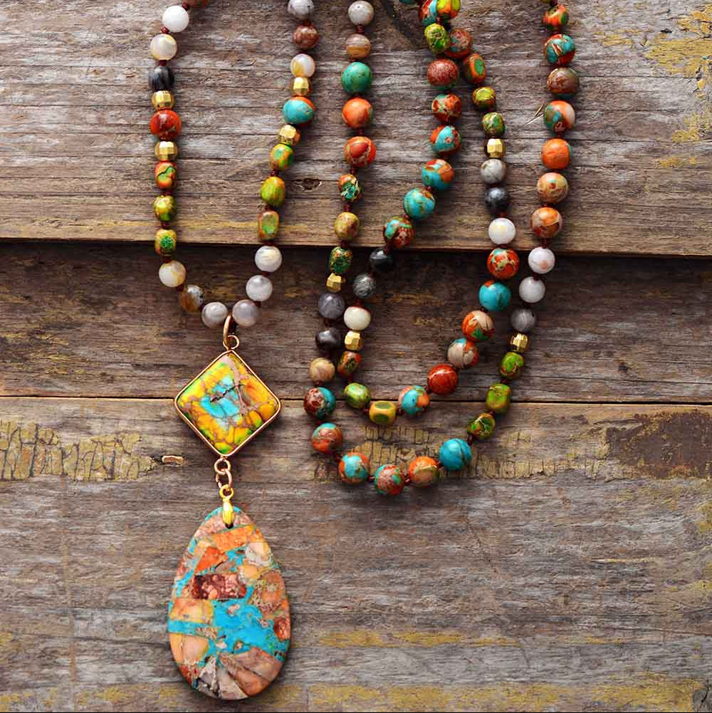 Multicolour Jasper Pendant Necklace