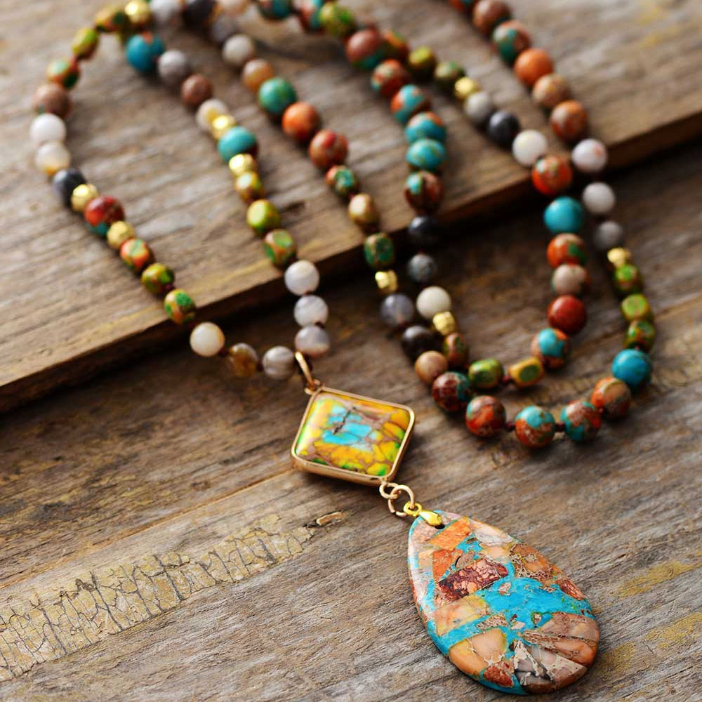 Multicolour Jasper Pendant Necklace