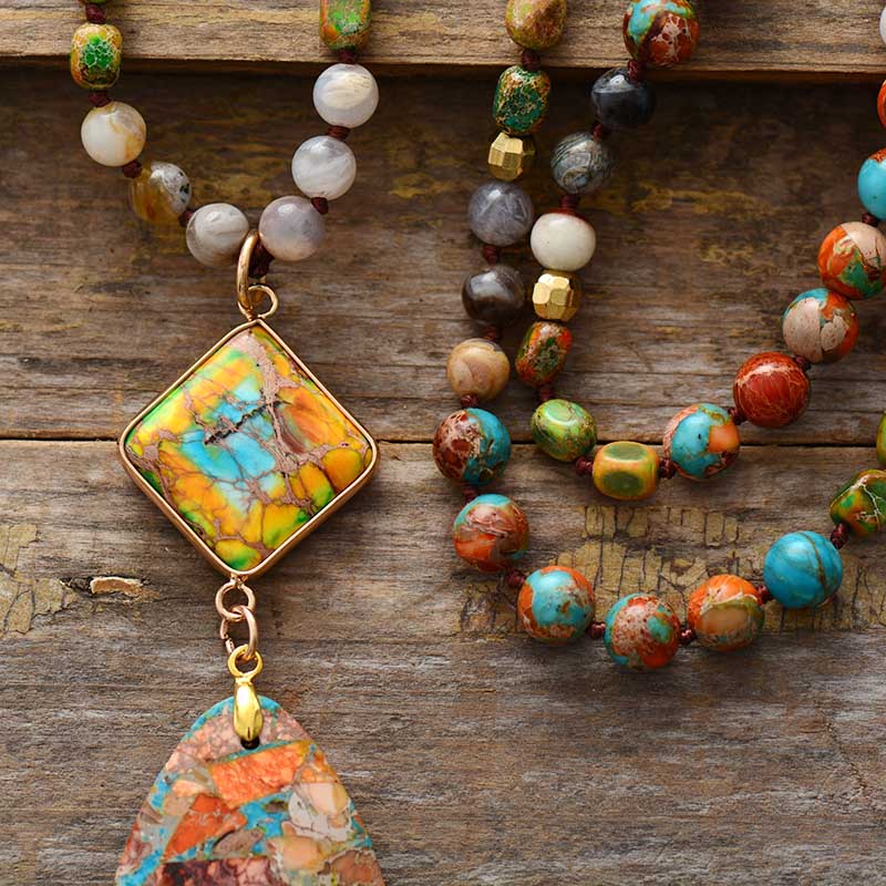 Multicolour Jasper Pendant Necklace