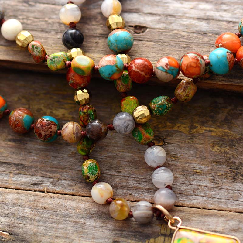 Multicolour Jasper Pendant Necklace
