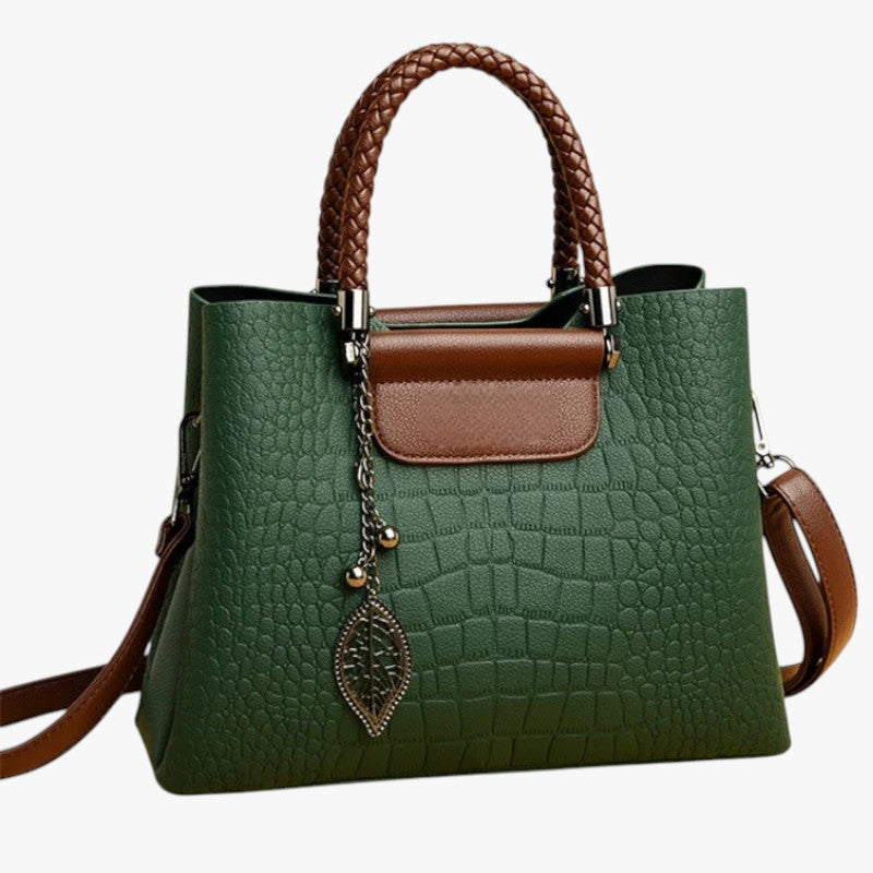 Supple Croc-Embossed Leather Handbag with Spacious Interior