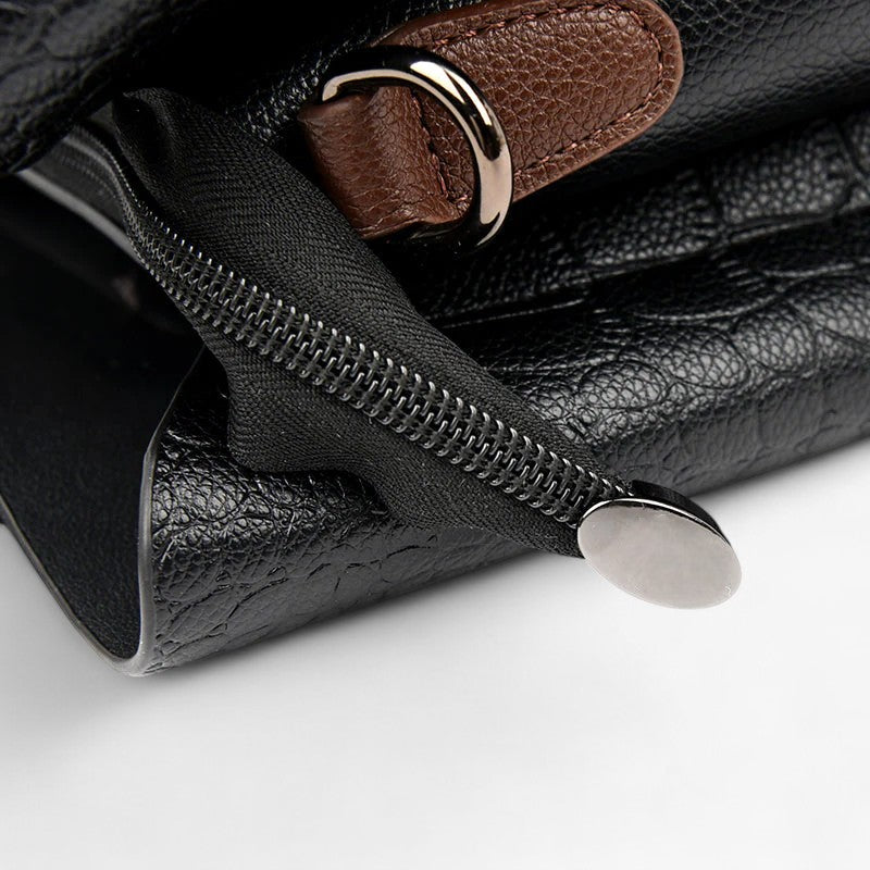 Supple Croc-Embossed Leather Handbag with Spacious Interior