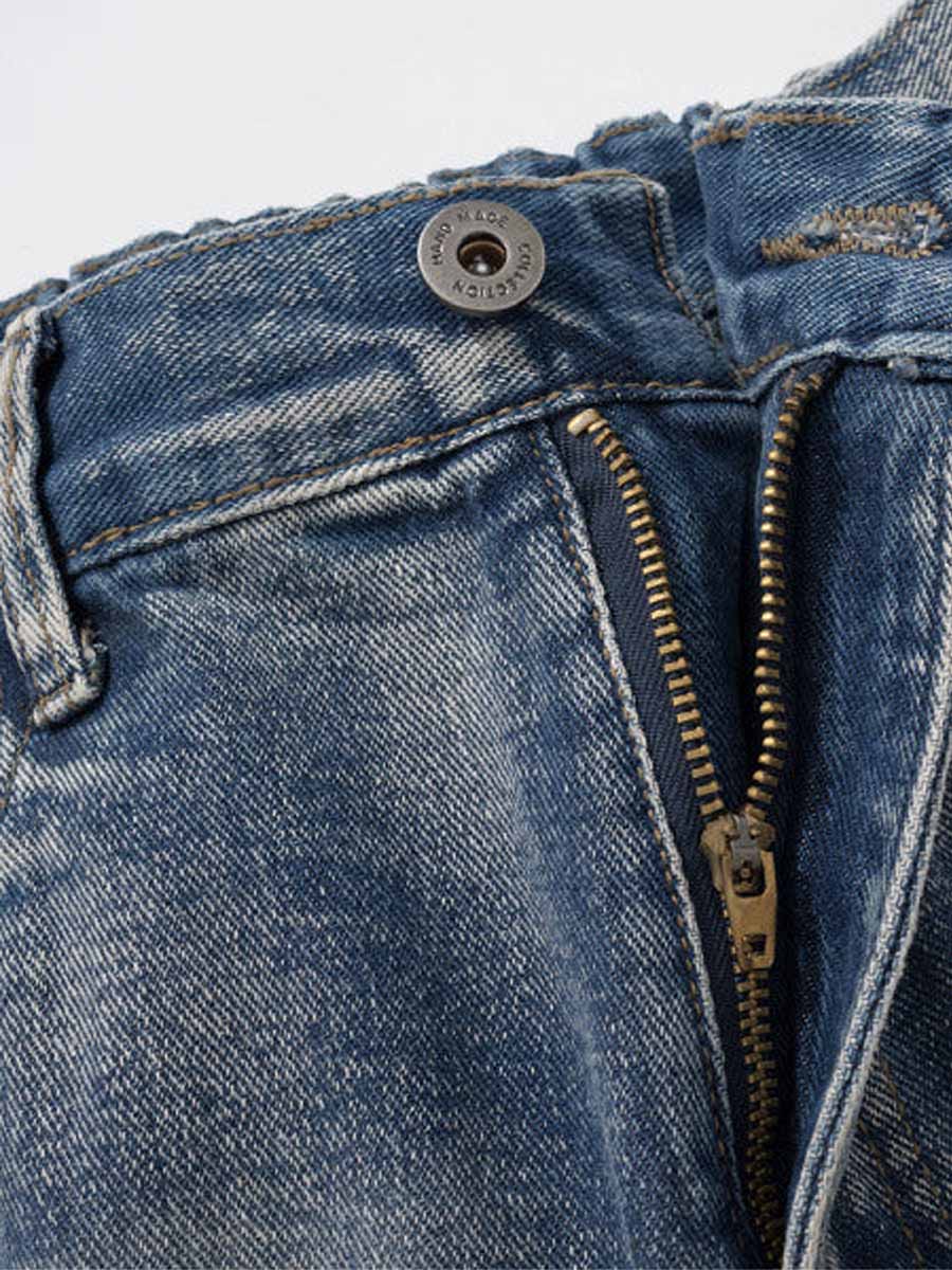 Rechte denim broek met all-over letterprint
