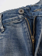 Rechte denim broek met all-over letterprint