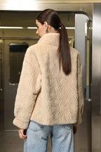 Ribbed Roll Neck Top and Faux Fur Coat Two-Piece Set
