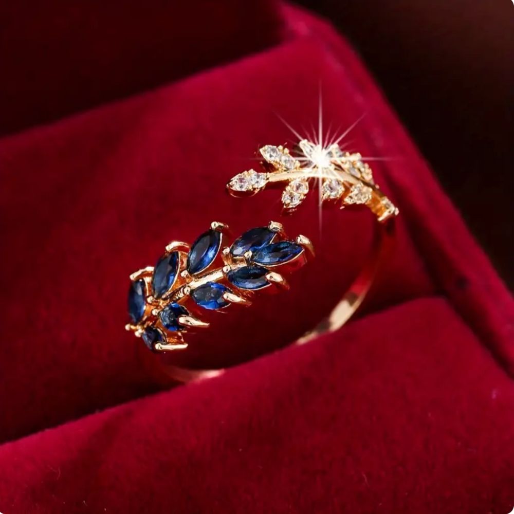 Sapphire-Blue Stone Gold-Plated Ring
