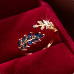 Sapphire-Blue Stone Gold-Plated Ring