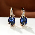 Midnight-Blue Stone Drop Earrings in Gold-Tone Settings