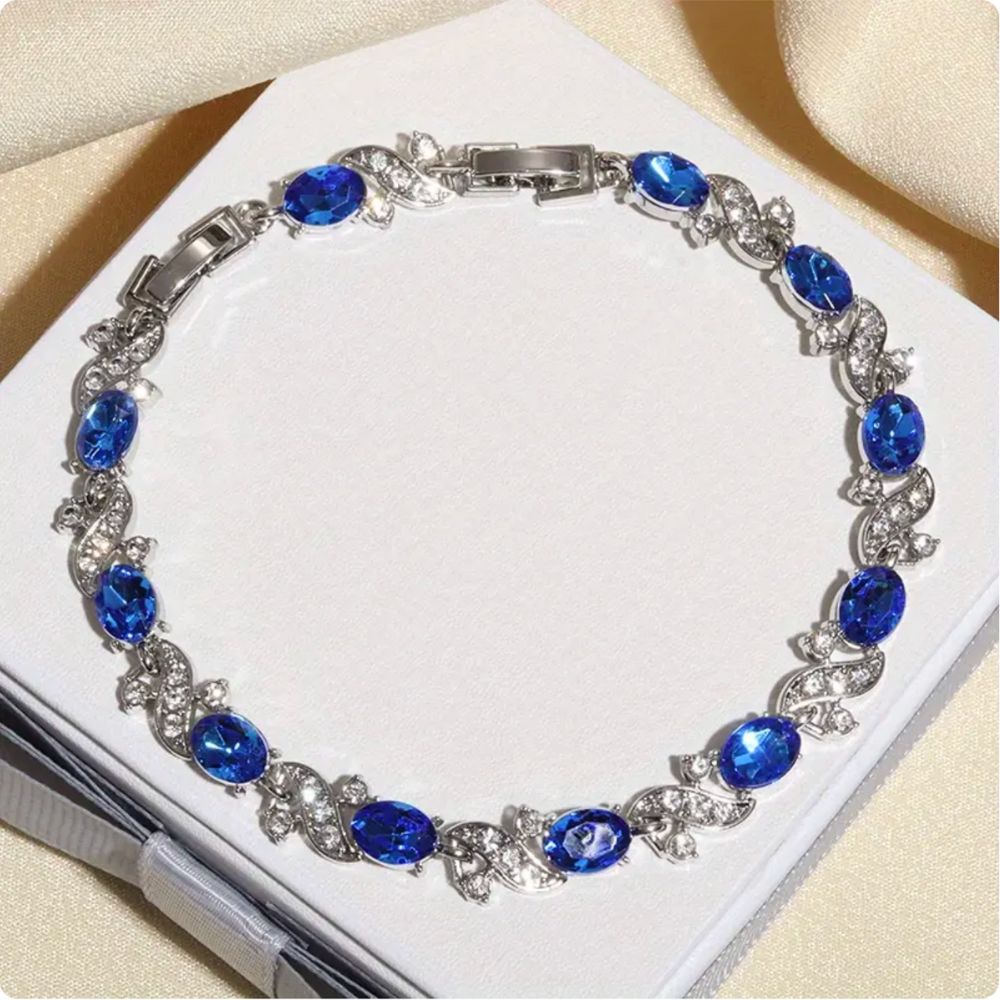 Armband met saffierlook en witgoudkleurige plating