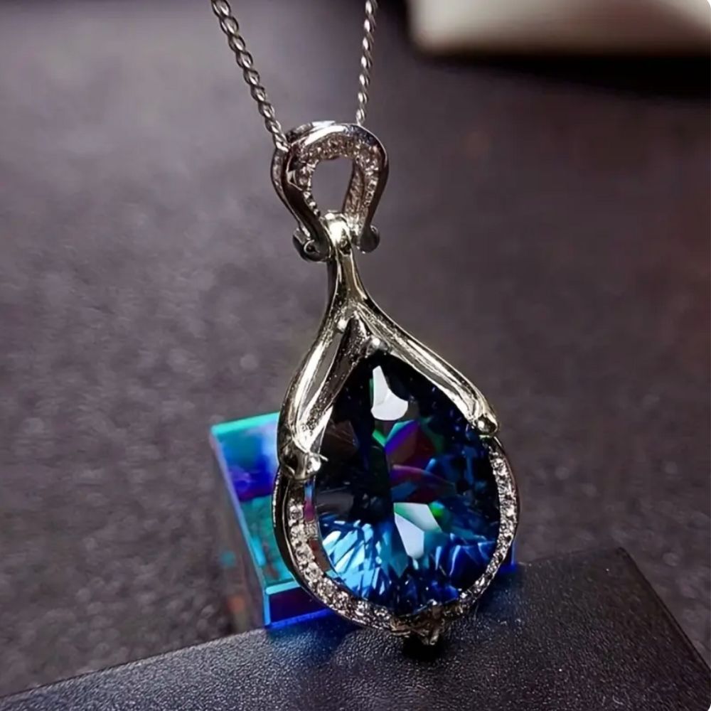 Luminous Stone Necklace on Delicate Chain
