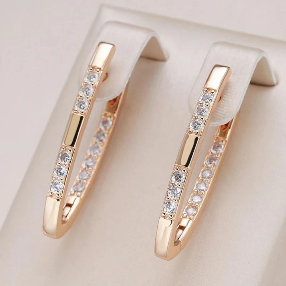 Zirconia Stone Row Leverback Earrings