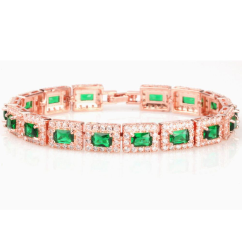 Smaragdgroene stenen statementarmband in goudkleurig metaalwerk